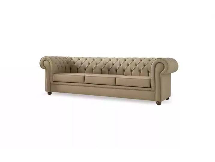 Xlmoebel Chesterfield-Sofa Beiges Dreisitzer Sofa aus Luxus Polsterstoff für Büros, Sofa 1 Teile, Made in Europa