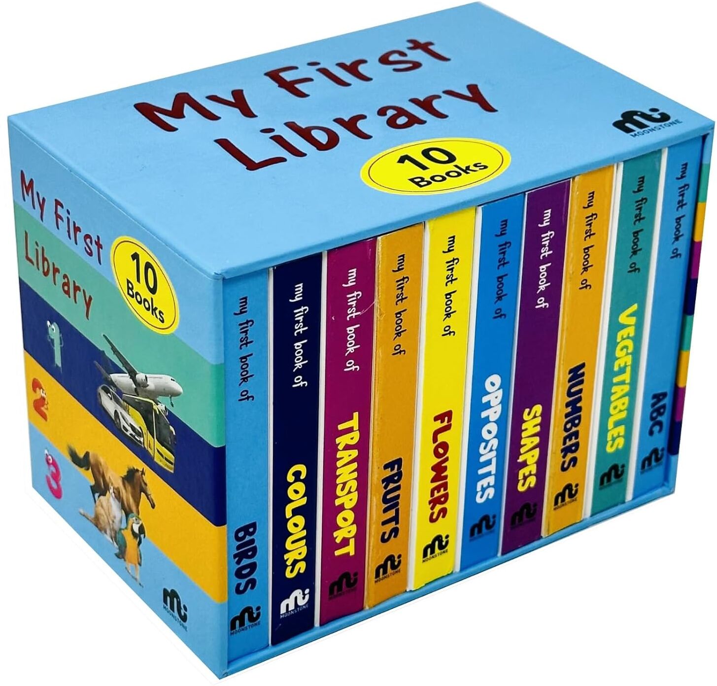 My First Library Box Set 1 by Moonstone - 10 Board Books Collection - Ages 0-3 - Early Learning Set