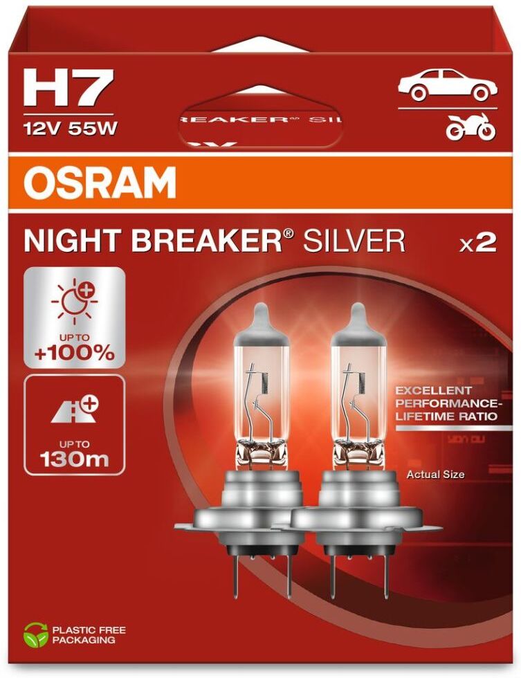 Glühlampe, Fern-/Tagfahrleuchte NIGHT BREAKER® SILVER ams-OSRAM 64210NBS-2HB