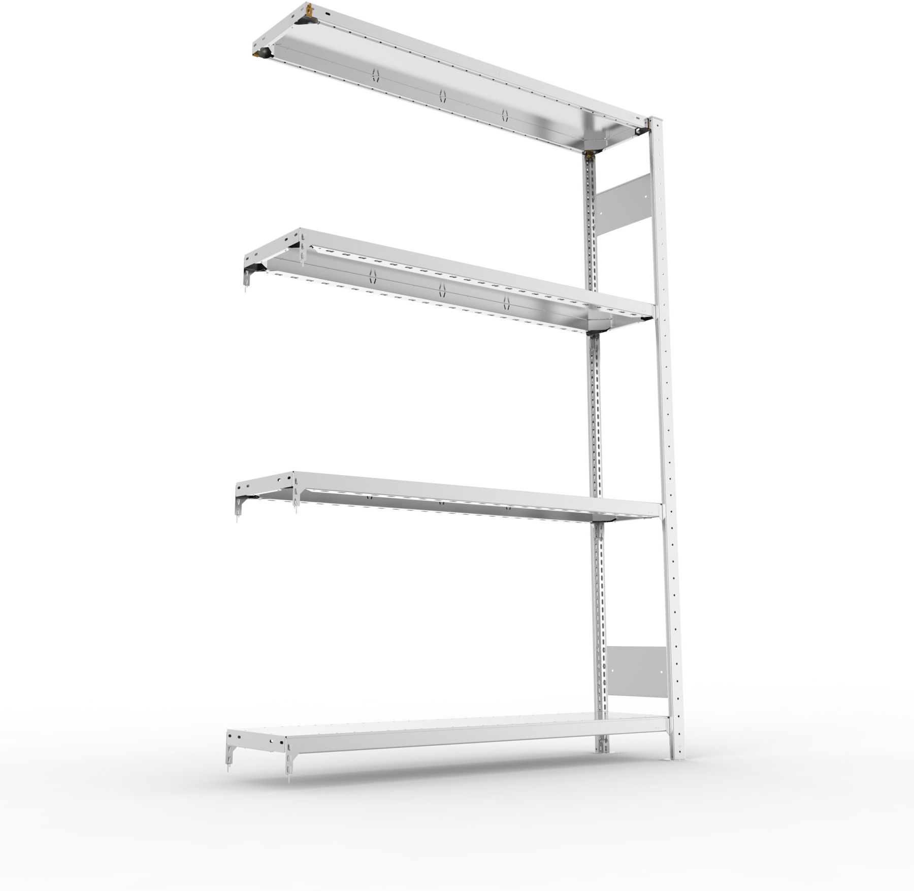 META S3 CLIP230 Fachbodenregal 2000x1300x300 mm, Anbauregal mit 4 Fachböden, beidseitige Bedienung, verzinkt (200185505)