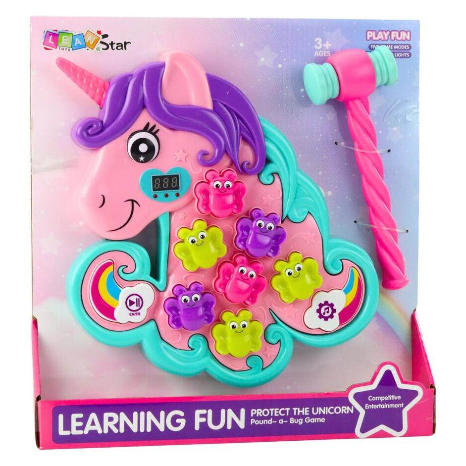 Lean Toys Whac-A-Mole-Arcade-Spiel Einhorn Bunte Lichter Geräusche (65649721)