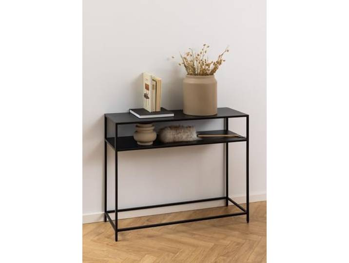 möbelando Konsolentisch >Newcastle< in schwarz, Stahl - 100x79x35cm (BxHxT)