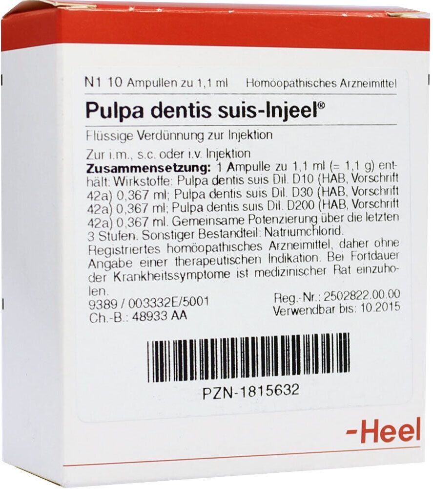 Heel Pulpa Dentis Suis Injeel Ampullen 10 St