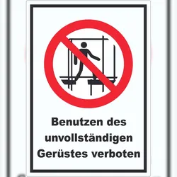 HB-Druck Benutzen des unvollständigen Gerüstes verboten Aufkleber A5 (148x210mm)