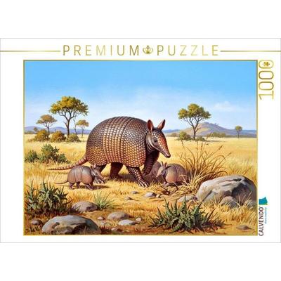 CALVENDO Puzzle Gürteltier mit Jungtieren | 1000 Teile Lege-Größe 64x48cm Foto-Puzzle für glückliche Stunden