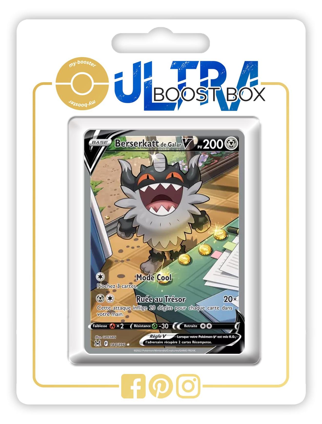 Galar-Berserkatt V 184/196 Full Art - Box mit 10 französischen Pokémon-Karten