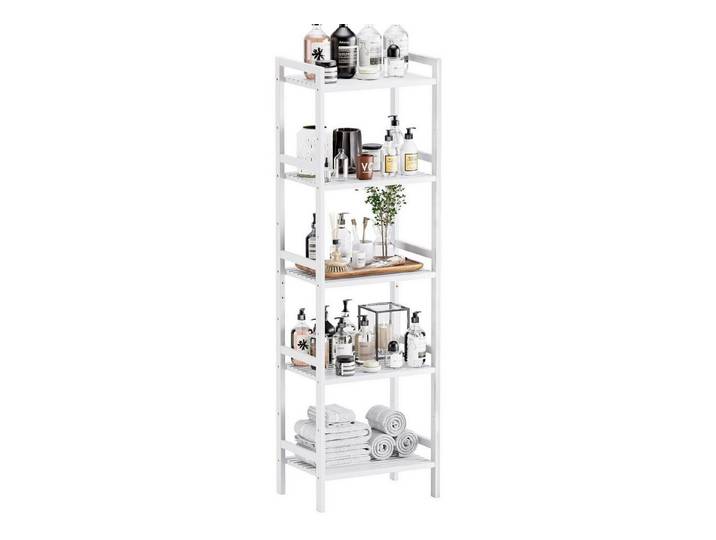 LuxusKollektion Standregal Standregal Weiß 5 Ebenen Bambus, 1-tlg.
