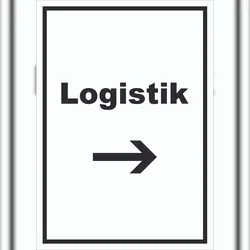 HB-Druck Logistik Schild mit Text und Richtungspfeil rechts Transport Versand hochkant A3 (297x420mm)