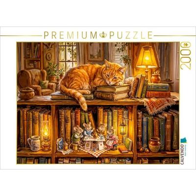 CALVENDO Puzzle Schlafende Katze und Mäuse beim Abendkränzchen als Puzzle und Leinwand | 2000 Teile Lege-Größe 90 × 67 cm Foto-Puzzle für glückliche