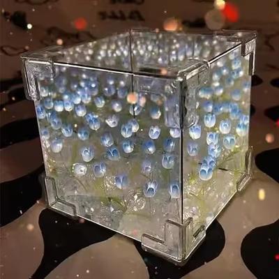 Kreatives Diy Tulpenblumenmeer Würfel Dreidimensional kleine Nachtlampe Materialpaket für Freundin Paare Freundinnen Valentinstagsgeschenk