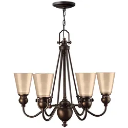 Kronleuchter Hängelampe Deckenleuchte Stahl Glas Bronze D 66 cm 6 Flammig