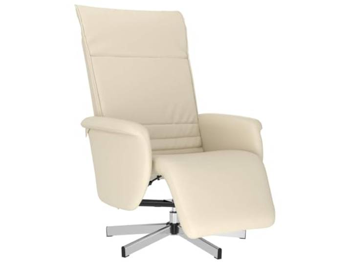 Drehbarer Sessel aus Kunstleder, cremefarben, mit Fußstütze, Gestell 105-125 Grad Verstellung, 360° drehbarer Sockel, Flecken-Beschichtung, Schaumstoffpolsterung, Kapazität 110 kg