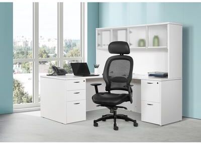 Office Star Products OSP Black Breathable Mesh Office Chair with Lumbar Support and Headrest