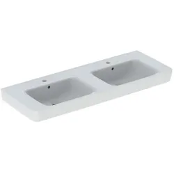 Geberit Renova Plan Doppelwaschtisch 501710008 130x48cm, Hahnloch mittig, mit Überlauf, weiß KeraTect