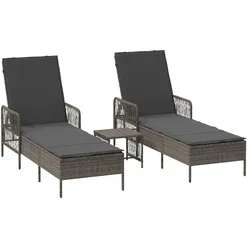 vidaXL, Liegestuhl, Inlenen (2x sun lounger +table) (55 cm)