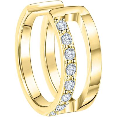 Ohrklemme FIRETTI "Schmuck Geschenk, Ohrring, Silber 925", gold (gelbgoldfarben, kristallweiß, kristallweiß), Ohrringe, Damen, 10,5mm, Silber 925 (Sterlingsilber), mit Zirkonia (synth.)