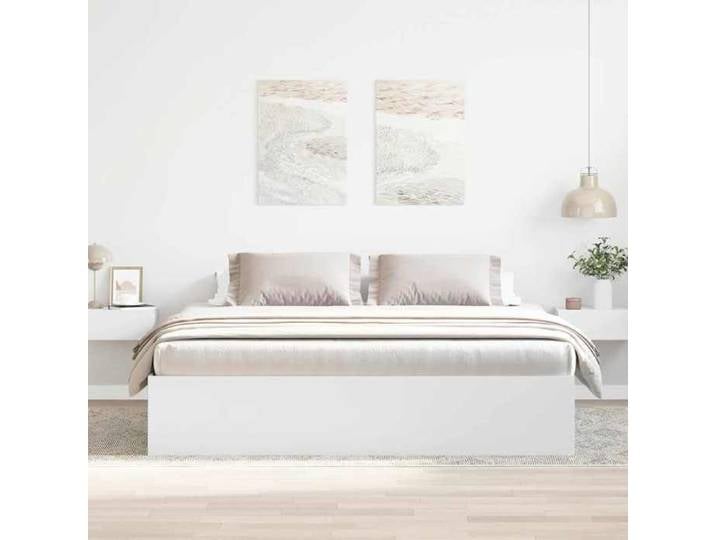 (En Promotion)Lit 2 PERSONNES 180x200cm Cadre de lit Contemporain sans matelas blanc 180x200cm L294055