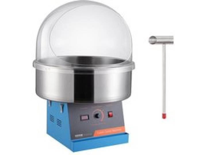 Machine à barbe à papa électrique 1000 W commerciale bol inox couvercle bleu pour fêtes anniversaires maison événements