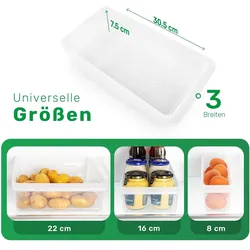 Novaliv 12x Kühlschrank Organizer 30,5 x 7,5 x 16 cm BPA-frei Ordnung Made in Germany, Küchen Organizer, Transparent