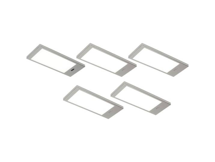 HKT Unterbauleuchten-Set, Edelstahlfarben, Kunststoff, 5-teilig, 18x7.6x0.8 cm, Bewegungsmelder, Küchen, Küchenausstattung