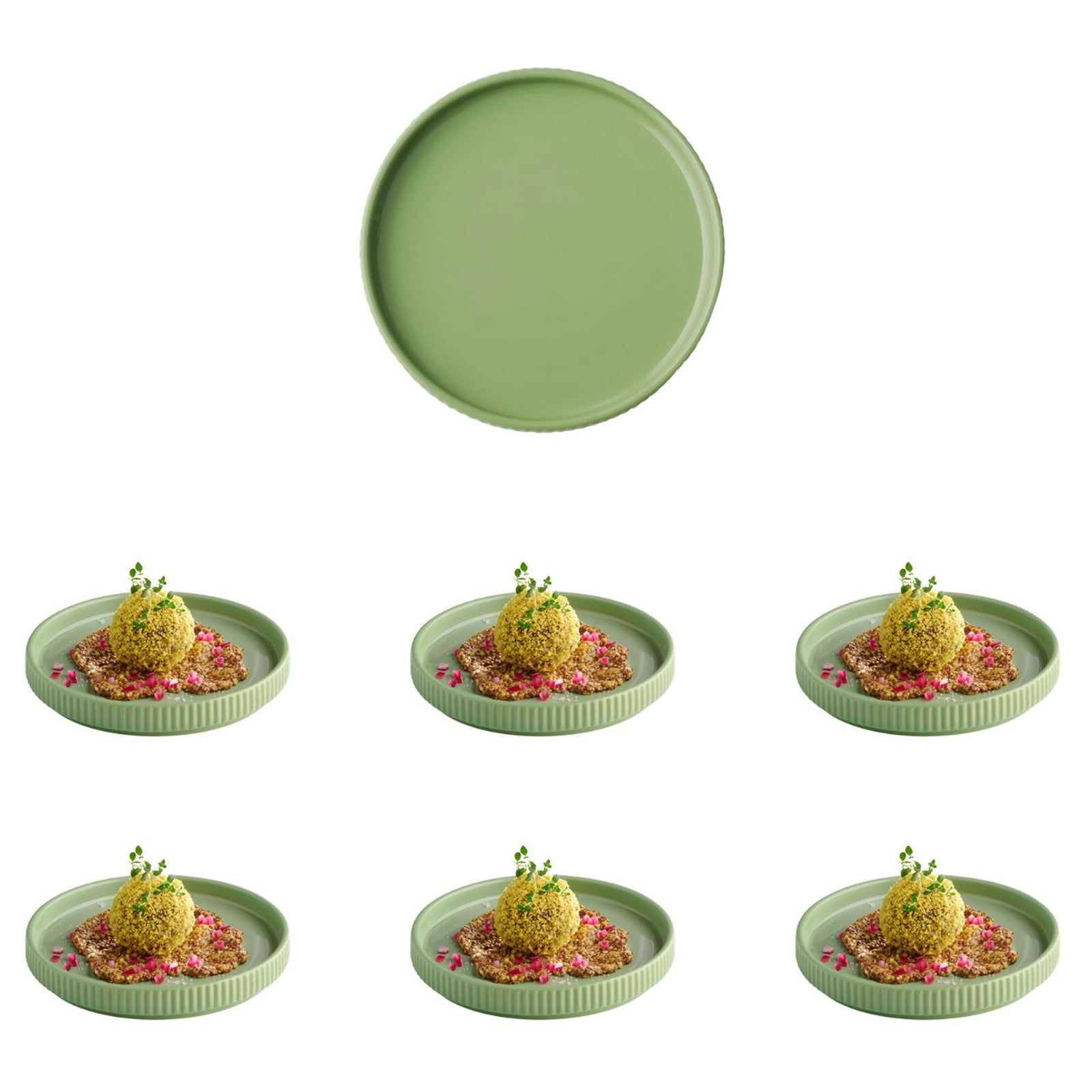 home24 Bord The Grid groen porselein Ø 16 cm