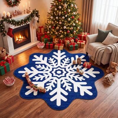 Garvee Christmas Snowflake Shaped Area Rug