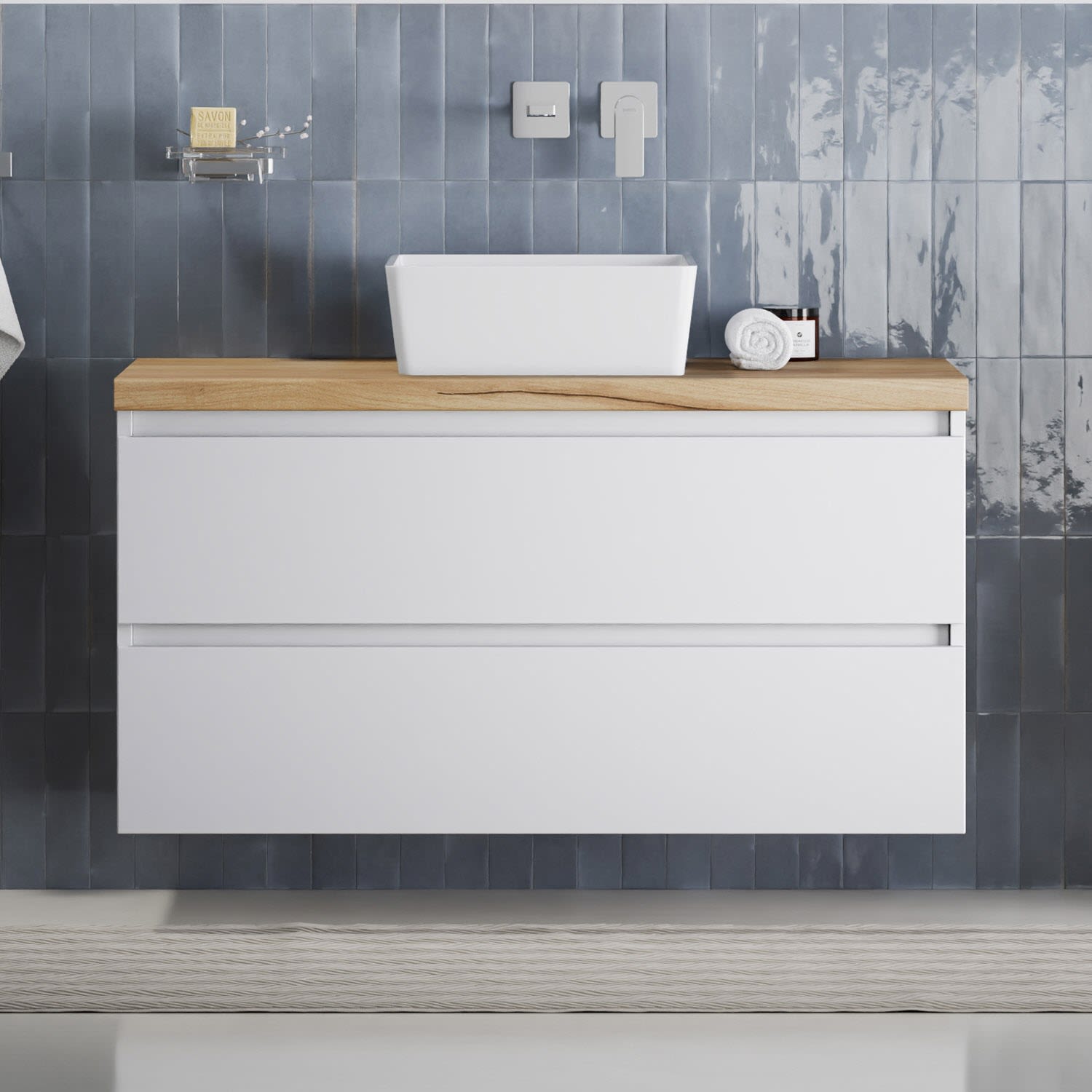 pianura Stella Waschtischunterschrank 100,5 cm mit Aufsatzwaschtisch Sole, Badmöbel, P100039MW+ADP-NA+52KW-SET,