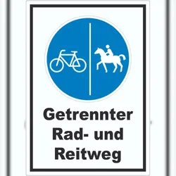 HB-Druck Aufkleber Getrennter Rad- und Reitweg A3 (297x420mm)