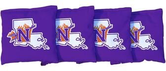 Skip's Garage Northwestern State Demons Purple Cornhole Bags