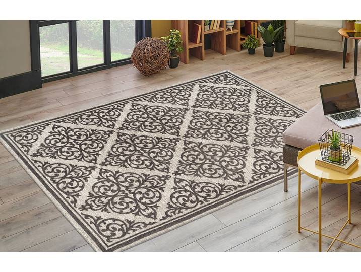 Teppich KAYOOM Davis 125 , grau, B:160cm H:12mm L:230cm, Polyester, Teppiche, Teppich, edles Design, pflegeleicht, neutrale Farben