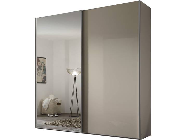 Schwebetürenschrank, Beige, 188x240x68 cm, Holzwerkstoff, 2 Türen & Spiegel, Modern, Staud