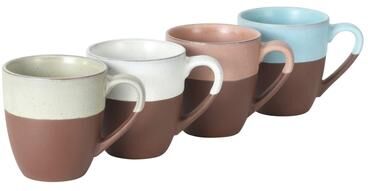 Gibson Elite William Crest 4 Piece Coffee Mug Set, 15oz Stoneware Cups, Reactive Glaze Finish, Round Large Coffee Mugs