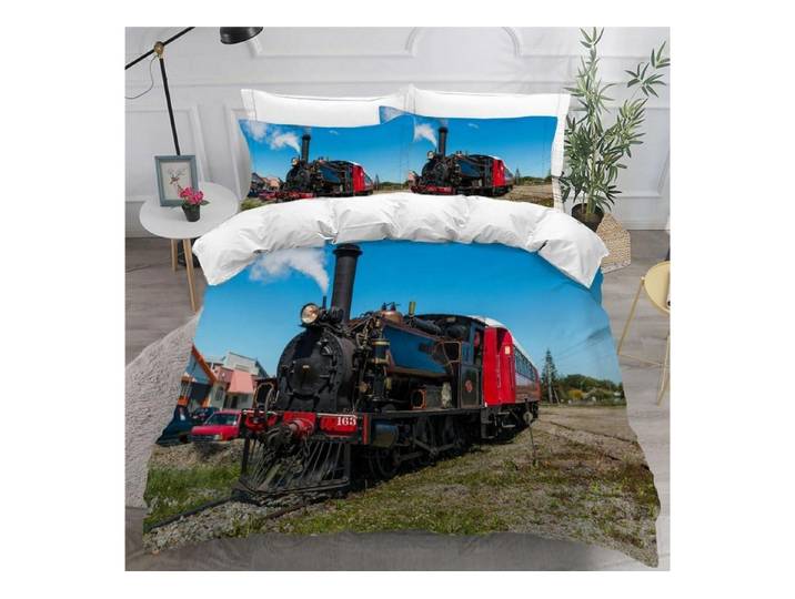 LuxusKollektion Kinderbettwäsche Bettwäsche Kinder Zug 135x200cm 3tlg Mikrofaser