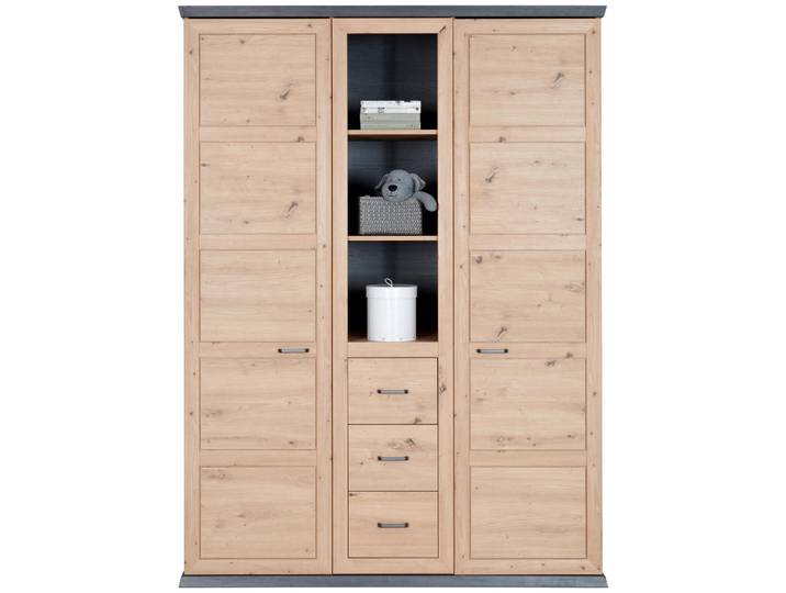 My Baby Lou Babykleiderschrank Benton, Eiche, Dunkelgrau, 7 Fächer, 3 Schublade(n) Schubladen, 154x209.2x60.2 cm, Babymöbel, Babykleiderschrank