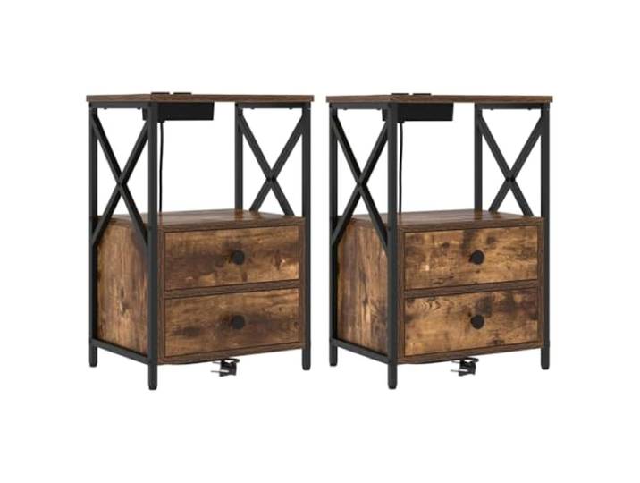 Coespram Nachttisch 2er Set Beistelltisch Schubladen 40x31x60cm Zweierset mit robustem Stahlgestell für das Schlafzimmer, bietet ordentlichen Stauraum und eine pflegeleichte Ablagefläche.