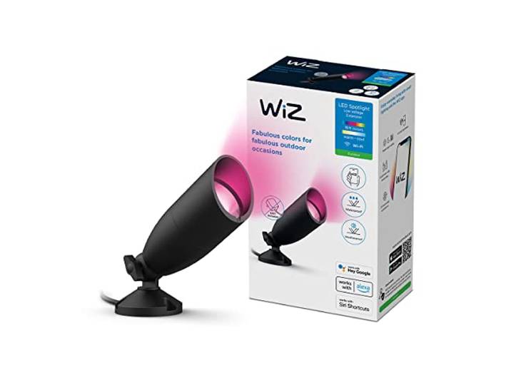 WiZ\, spot extérieur Wi-Fi\, couleur\, IP67\, fonctionne avec Alexa\, Google Assistant et Apple HomeKit\, noir\, extension