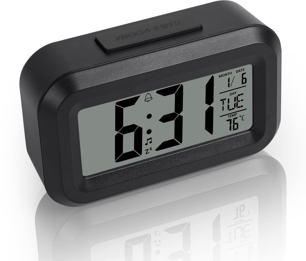 Allecto Digitale Wekker met LED-display, Temperatuur en Datum, Zwart