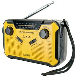 Schwaiger Outdoorradio UKW, AM, FM Notfallradio, USB, UKW, MW Handkurbel, Solarpanel, spritzwassergeschützt, stoßfest, Taschenlampe Gelb, Schwarz RADK0001