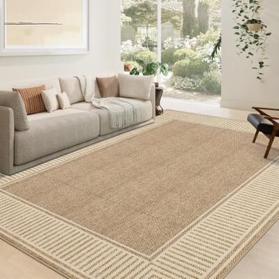 Garvee Modern Linear Stripe Border Area Rug