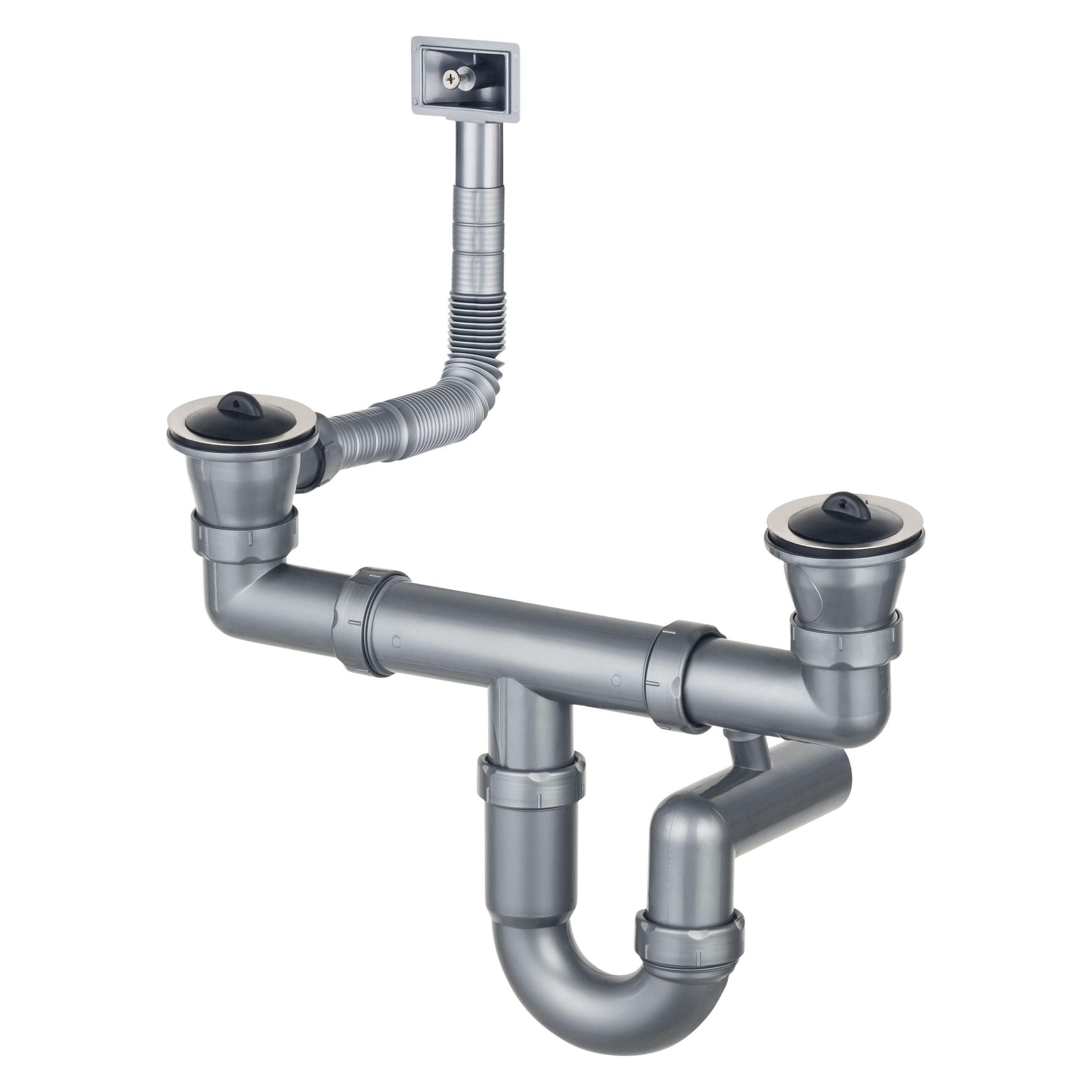 Deante Siphon für Stahlspülbecken, 2 - Becken - 2" Abfluss - Stahl (ZXY_9922)