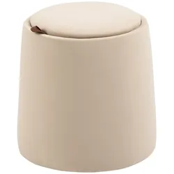 STILVORA Runder Fußhocker Polyester Beige mit Stauraum und Wendedeckel Ø44x47,5 cm