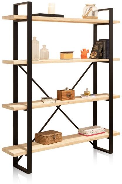 duehome Estantería alta de 4 baldas 180 cm Plank - Roble salvaje - Negro
