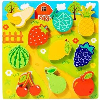 Uplifted Finds Children's 3D Puzzle Early Education Fun DIY Paste Wood Educational Toys For Kids fruit