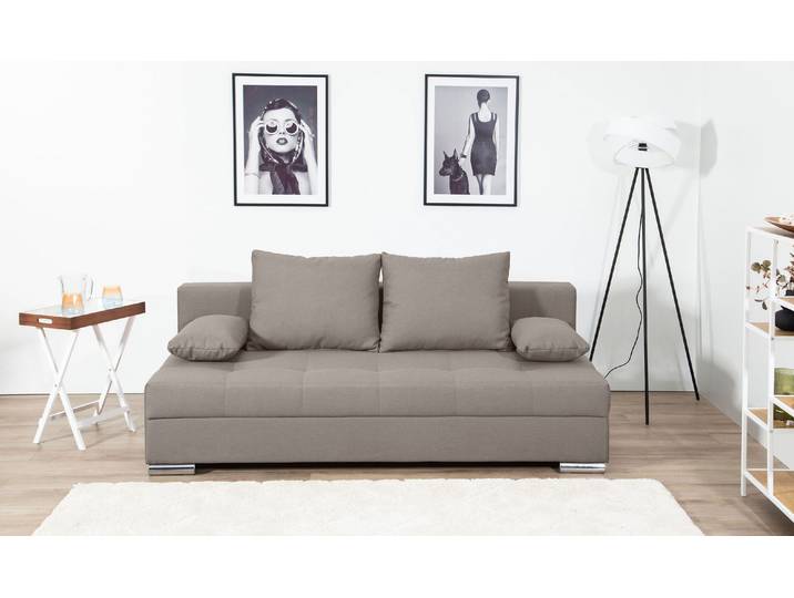 Schlafsofa COLLECTION AB Tania, B: 194 cm, Liegefl. 140x194 cm, Federkern , hellgrau, B:194cm H:70cm T:90cm, 100%Polyester, Sofas, Schlafsofa, Schlafcouch mit Gästebett inklusive Rückenkissen