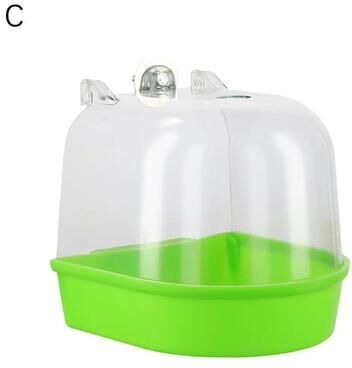 Uplift Essentials Hanging Bird Bath Bowl Plastic Bird Water Bathtub For Parrots Parakeets And Small Birds green