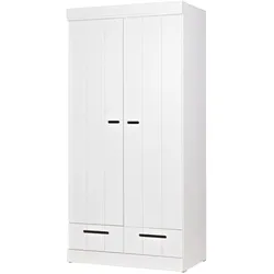 Kleiderschrank Connect aus Kiefernholz, modernes Design mit Schubladen, Weiß, FSC-zertifiziert