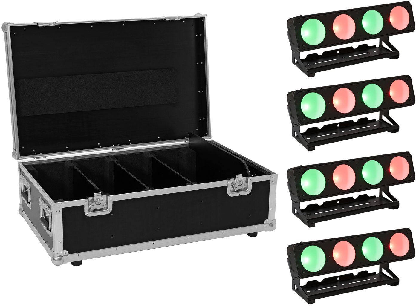 EuroLite Set 4x Led Pmb-4 Cob Qcl 30w Leiste + Case