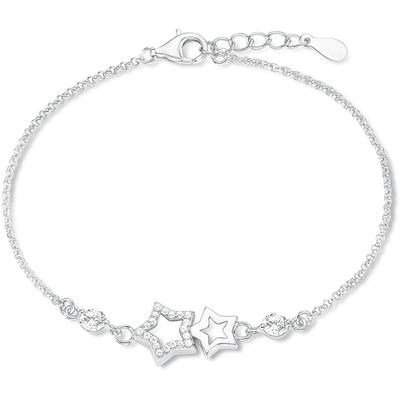 Armband AMOR "Sterne", silber (silberfarben, kristallweiß), Armbänder, Damen, 19cm, Silber 925 (Sterlingsilber), Armband, mit Zirkonia (synth.)