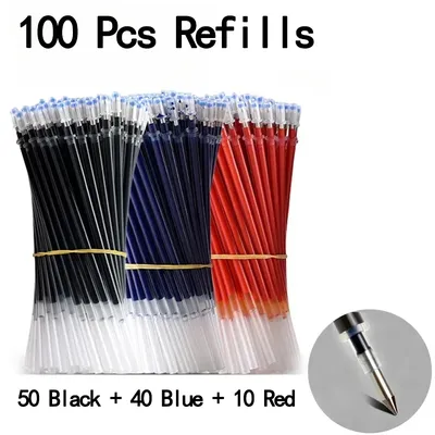 Gel Pens Set Black, Blue, Red, Refill Gel School & Office Supplies, Stationery Accessories, Cute Pens For Writing 100 Mix Refills b