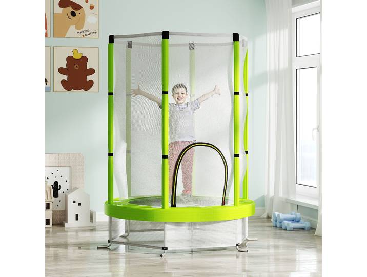 AIYAPLAY Trampoline Enfant Vert avec Filet Sécurité Int/Ext